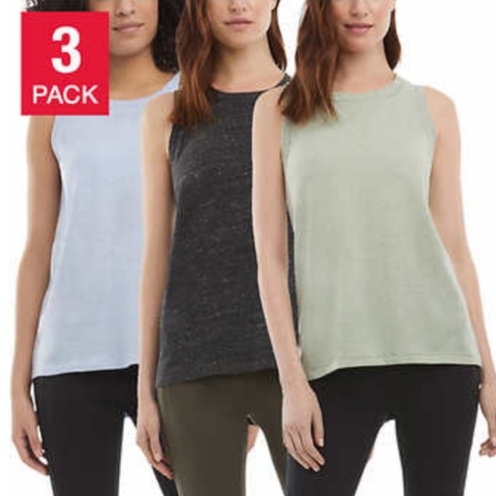 DANSKIN 3 Pack Crew Neck Everyday High-Low Tank